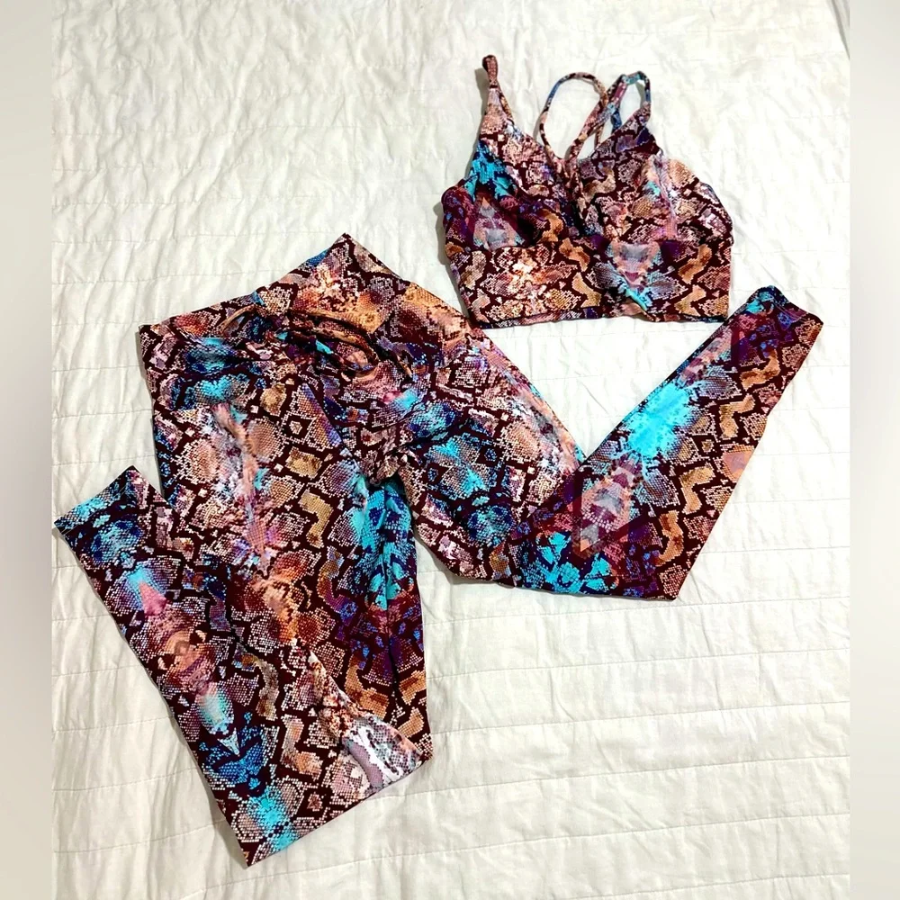 Colorful Snake Print Activewear Set